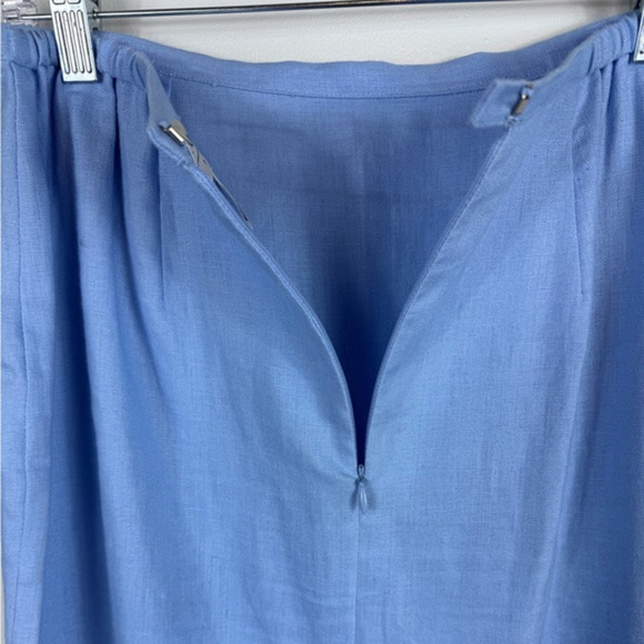 Vintage Norton Linen Embroidered Floral‎ Pencil Skirt Size 12 Light Blue Spring - Picture 3 of 5
